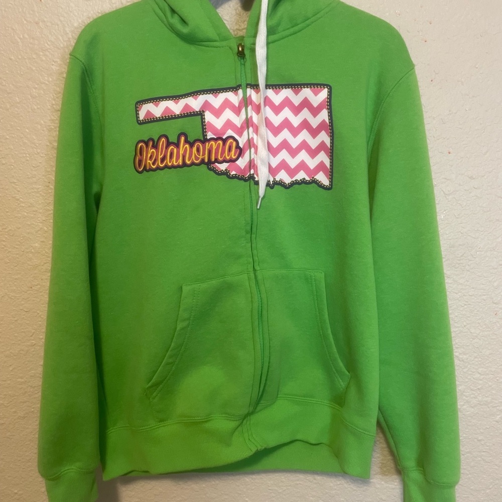 Large American crown green Oklahoma hoodie